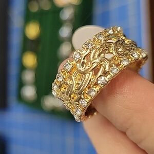 Diamond Faux Gold Tone Ring